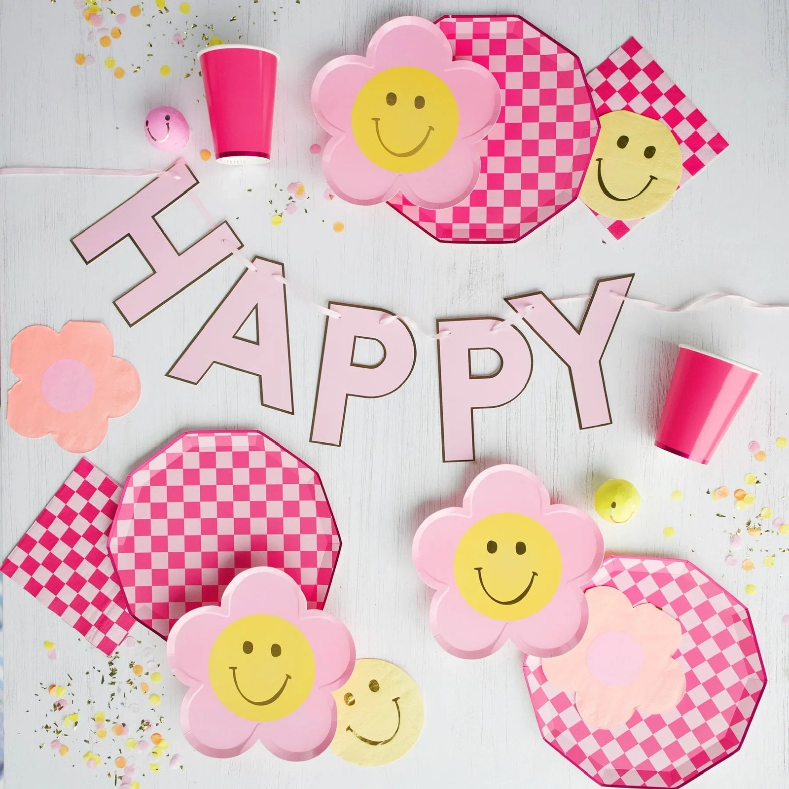 Hot Pink Checkered Lunch Napkins 20ct | The Party Darling