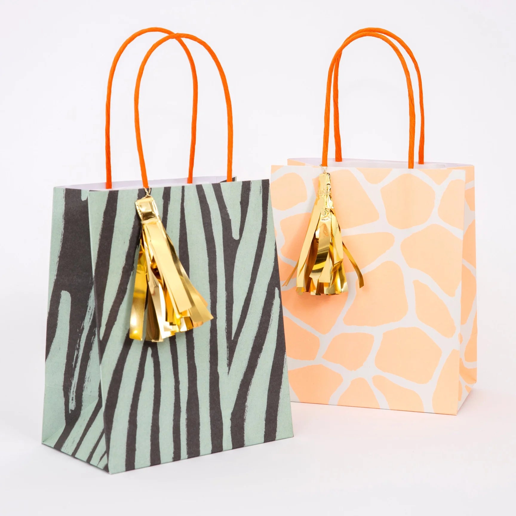Safari animal print gift bags for a safari birthday party