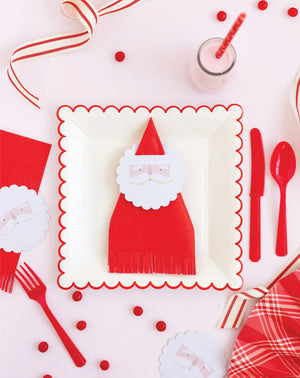 Santa Napkin Rings & Red Fringe Napkin Set | The Party Darling