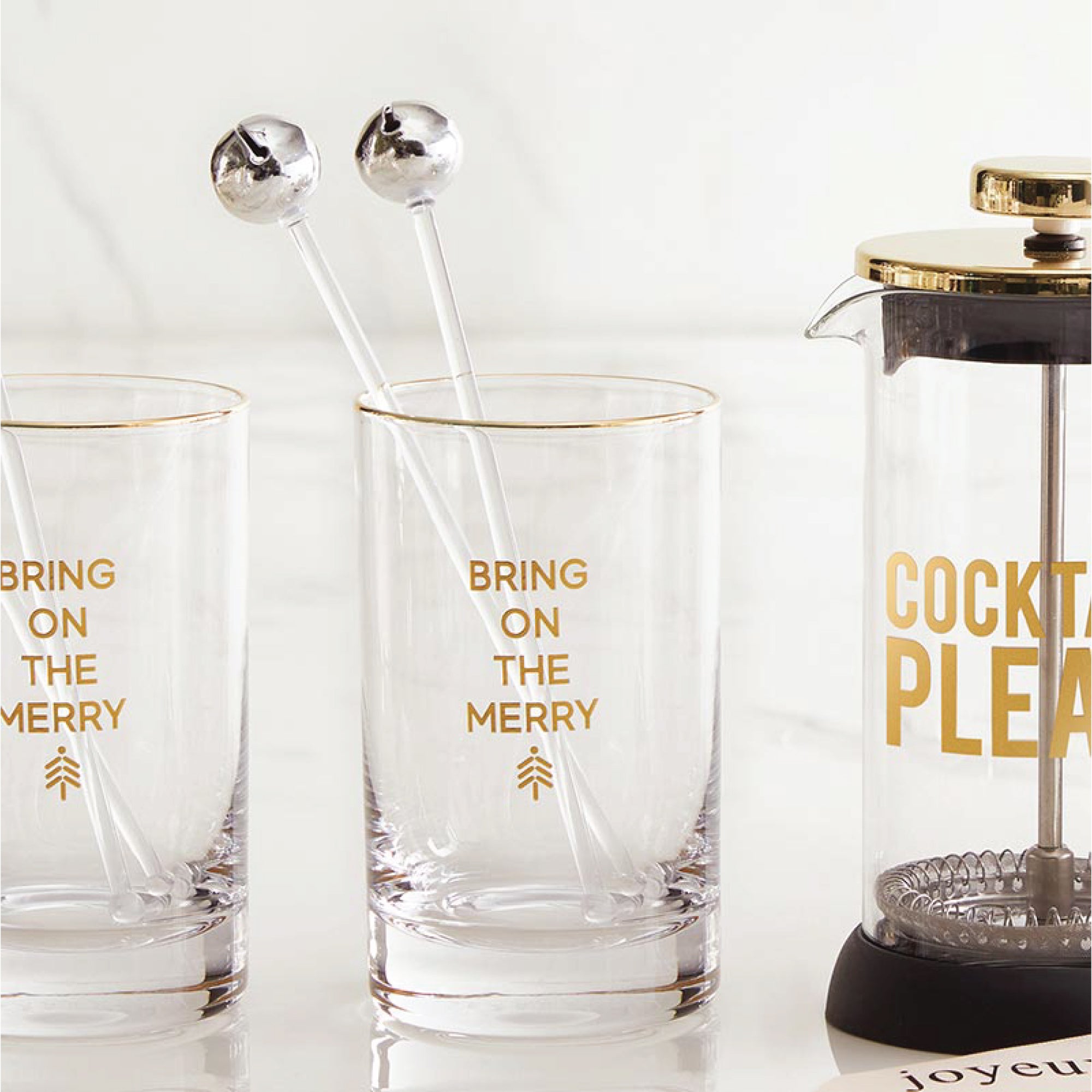 Silver Jingle Bell Christmas Drink Stirrers | The Party Darling