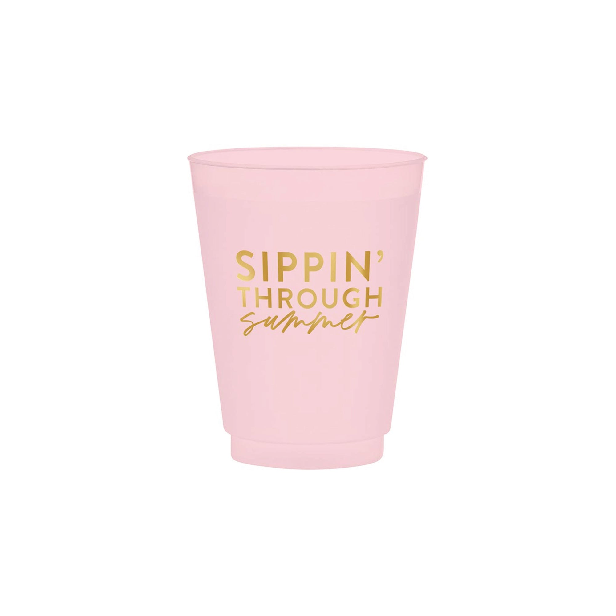 Pink Sippin' Through Summer Frosted Plastic Cups | The Party Darling