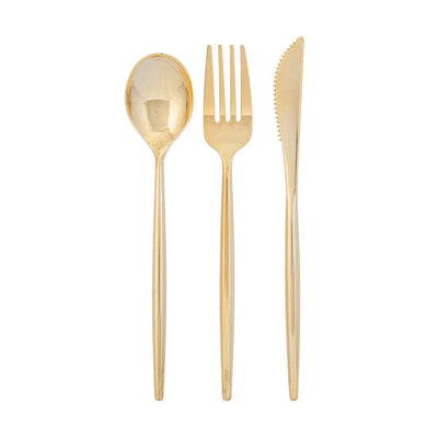 Modern Gold Plastic Cutlery Set for 10