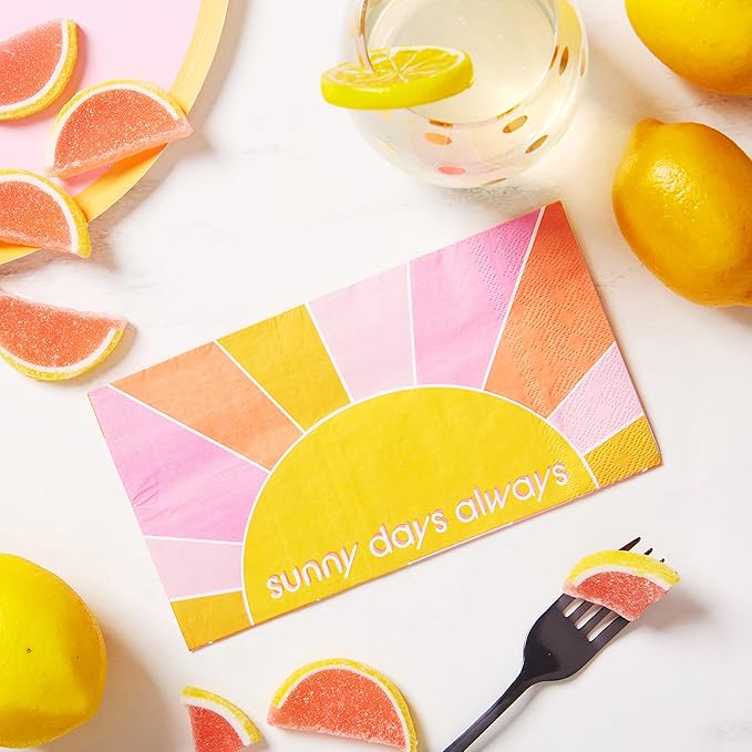 Pink Sunny Days Always Guest Towels 16ct | The Party Darling