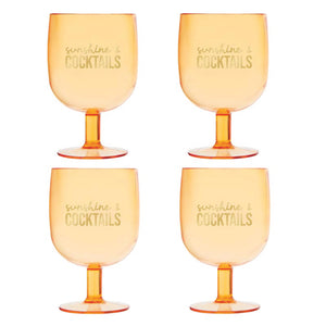 Sunshine & Cocktails Acrylic Wine Glasses 4ct | The Party Darling