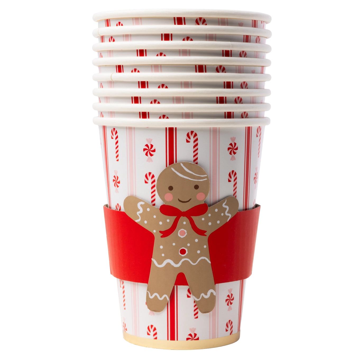 Sweet Gingerbread Coffee Cups & Lids 8ct Stacked