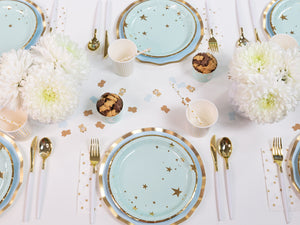 reusable white and gold cutlery