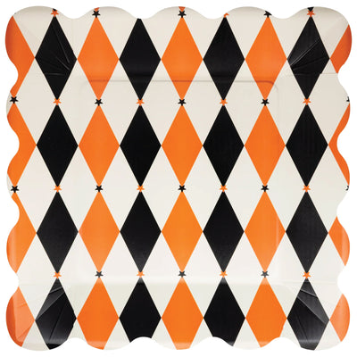 Vintage Halloween Harlequin Dinner Plates 8ct
