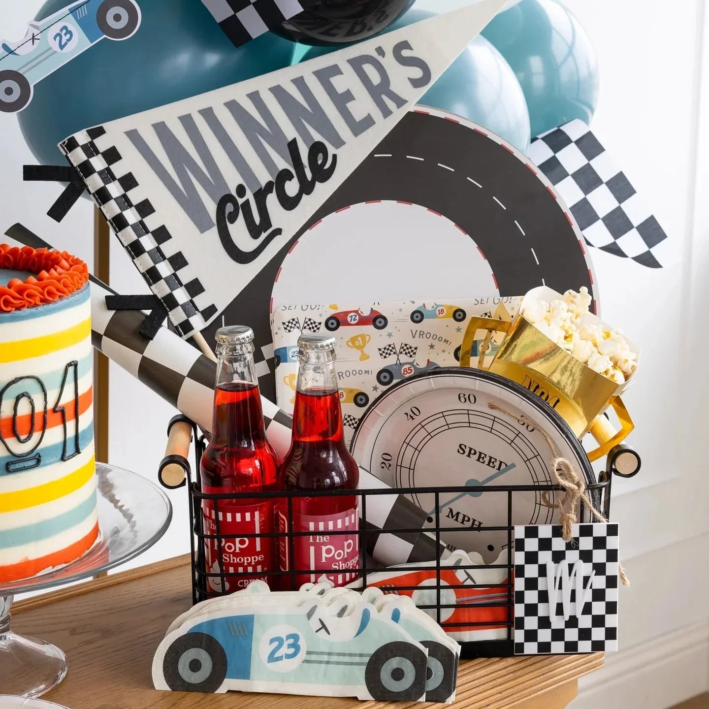 Vintage Race Car themed basket