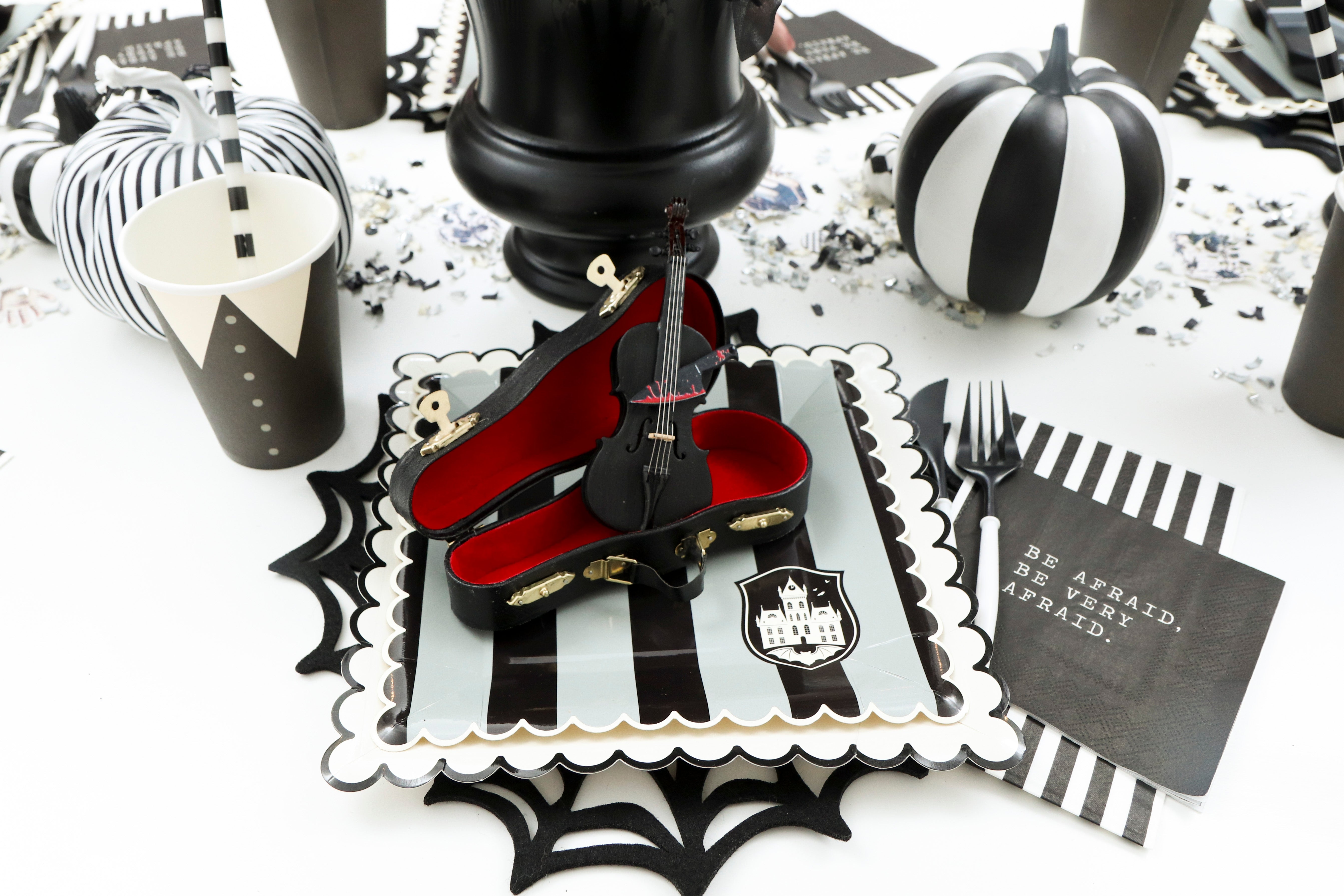 Academy Emblem Striped Square Dessert Plates 8ct | The Party Darling