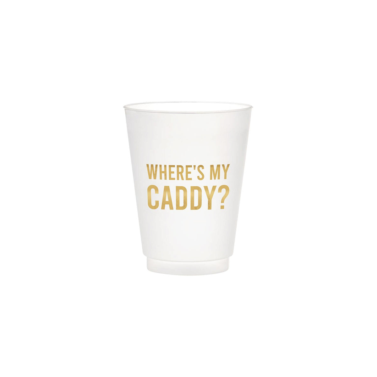 White Where's My Caddy Frosted Plastic Cups 6ct | The Party Darling