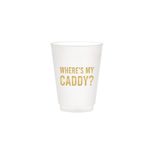 White Where's My Caddy Frosted Plastic Cups 6ct | The Party Darling