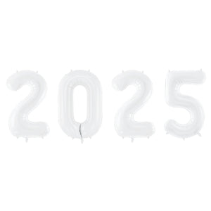 White 2025 Number Balloon Year 34" | The Party Darling