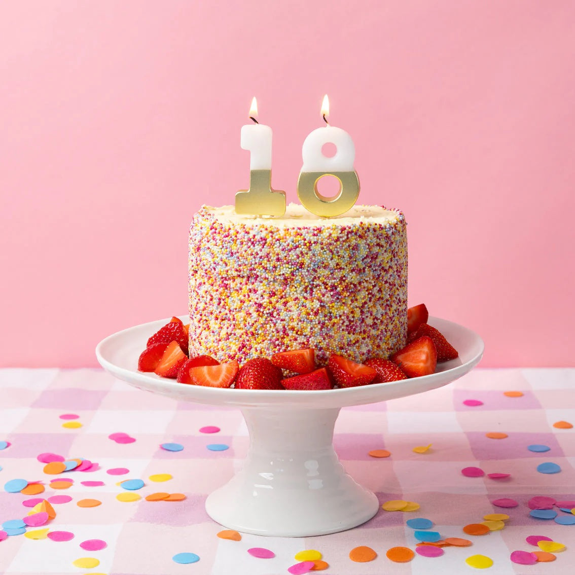 White & Gold Number Birthday Candle