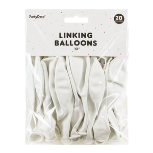 White Linking Latex Balloons 20ct Packaged