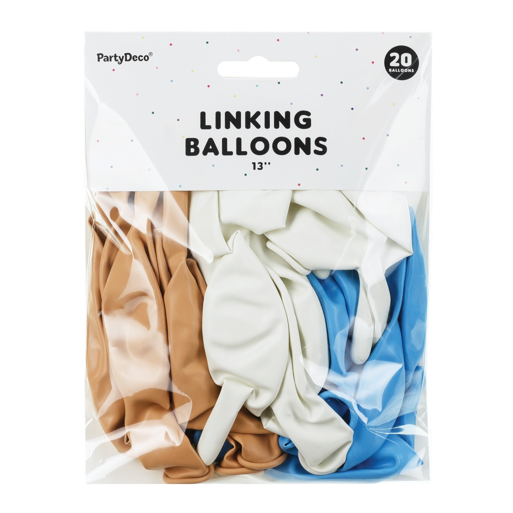 Pack of 20 Nude, White, & Blue Latex Linking Balloons 20ct | The Party Darling