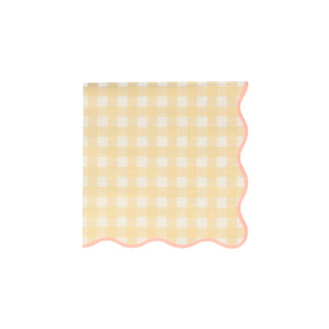 Pastel Yellow Gingham Scalloped Dessert Napkins | The Party Darling