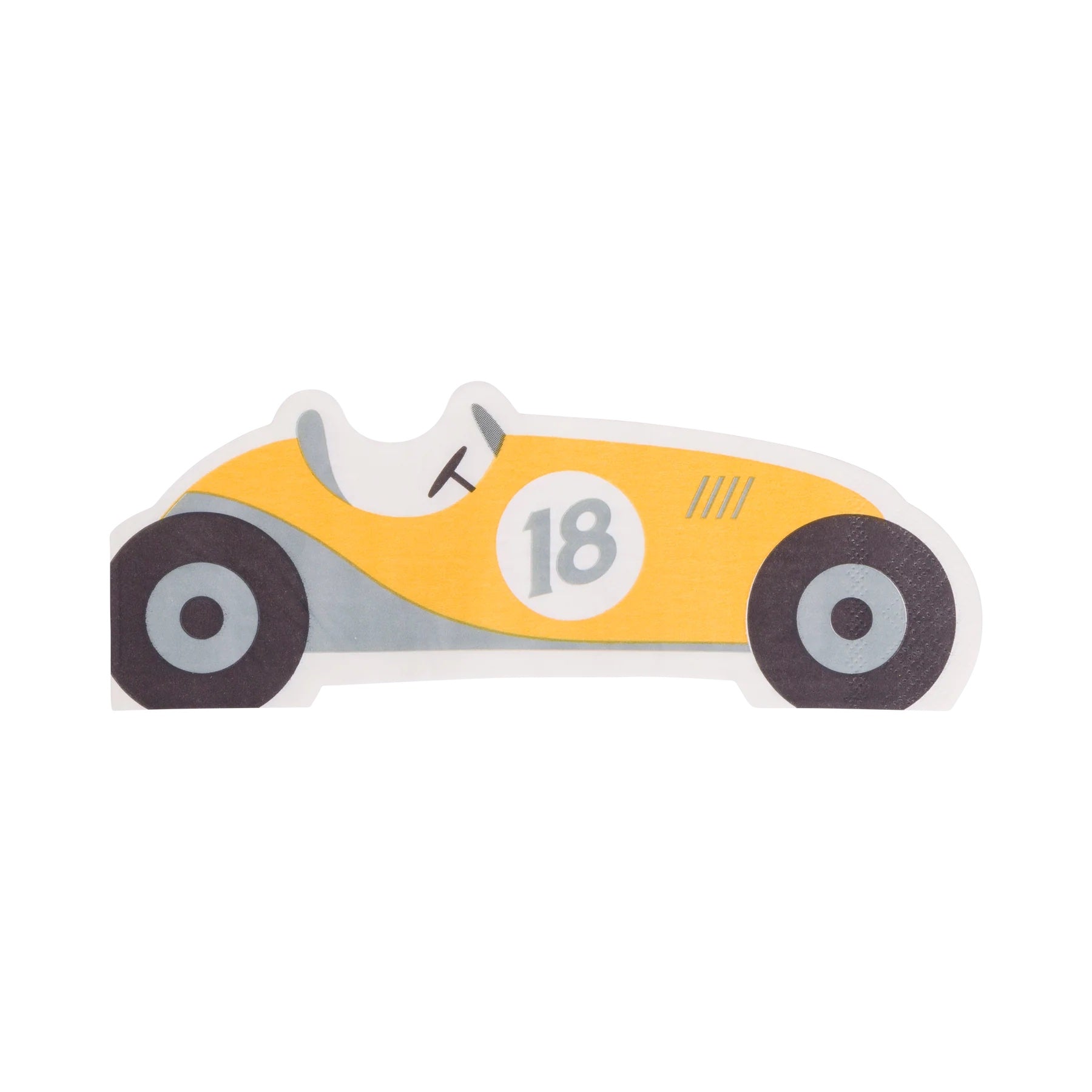 Yellow Vintage Racing Cars Dessert Napkin | The Party Darling