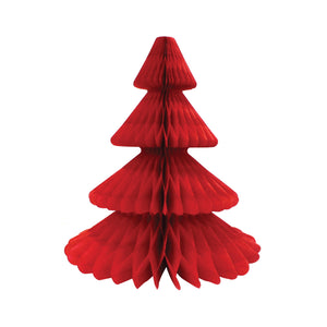 Red Christmas Tree Honeycomb Paper Centerpiece 12in | The Party Darling