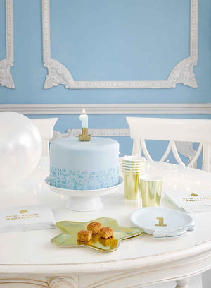 Gold Glitter Dipped Blue Number Birthday Candle - The Party Darling