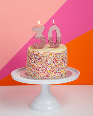 Rose Gold Glitter Dipped Number Birthday Candle - The Party Darling