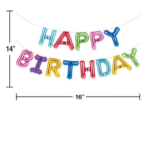 Multicolored Happy Birthday Balloon Banner 16" long | The Party Darling