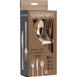 Rose Gold Premium Plastic Hammered Cutlery Service for 8 | The Party Darling