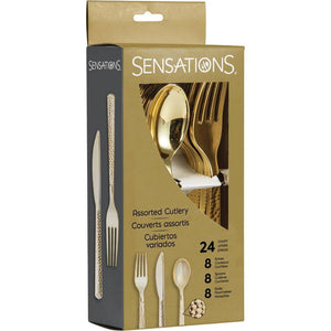 Gold Premium Plastic Hammered Cutlery Service for 8 | The Party Darling