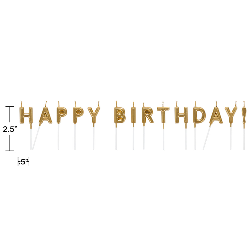 Gold Happy Birthday Candle Set