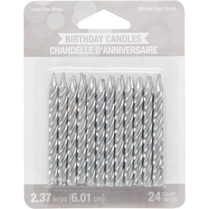 Silver Spiral Birthday Candles 24ct | The Party Darling