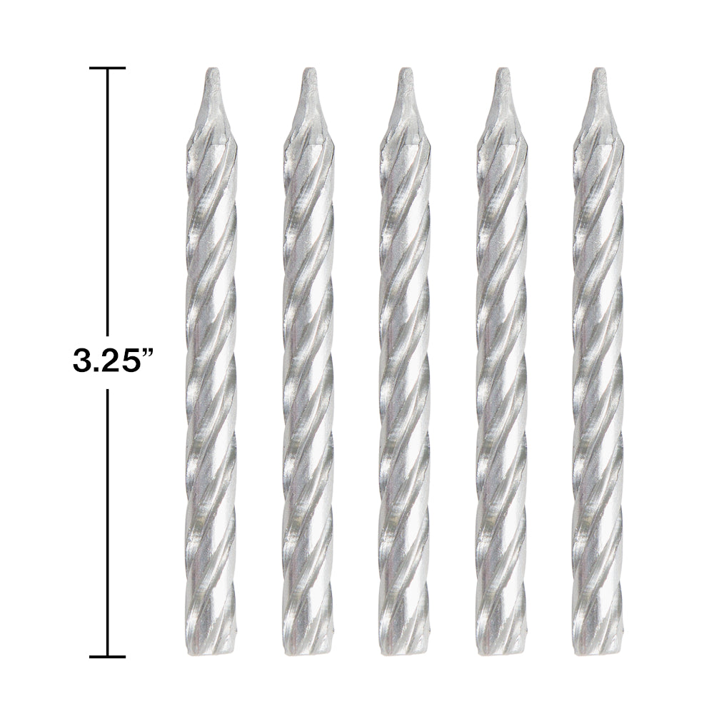 Silver Spiral Birthday Candles 3.25" Tall | The Party Darling