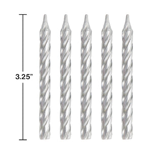 Silver Spiral Birthday Candles 3.25" Tall | The Party Darling