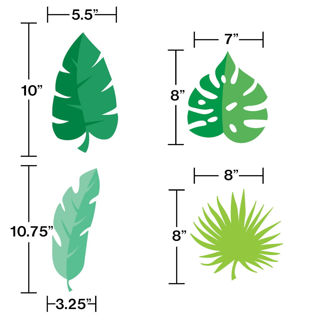 Tropical Palm Leaf Cutouts 12ct - The Party Darling