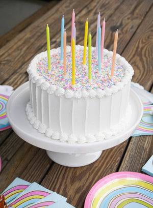 cake with Pastel Rainbow Candles 12ct.