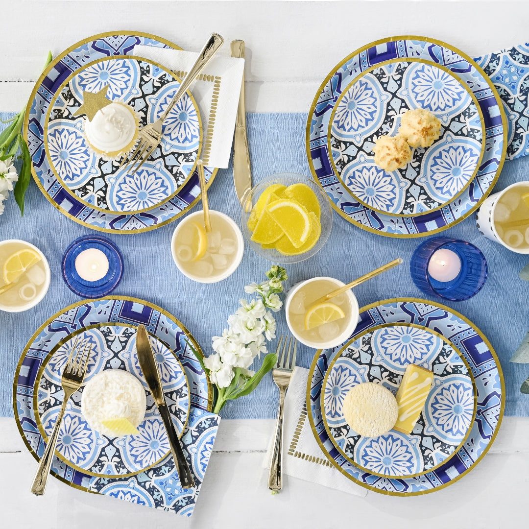 Amalfi Blues Dessert Plates 10ct - The Party Darling