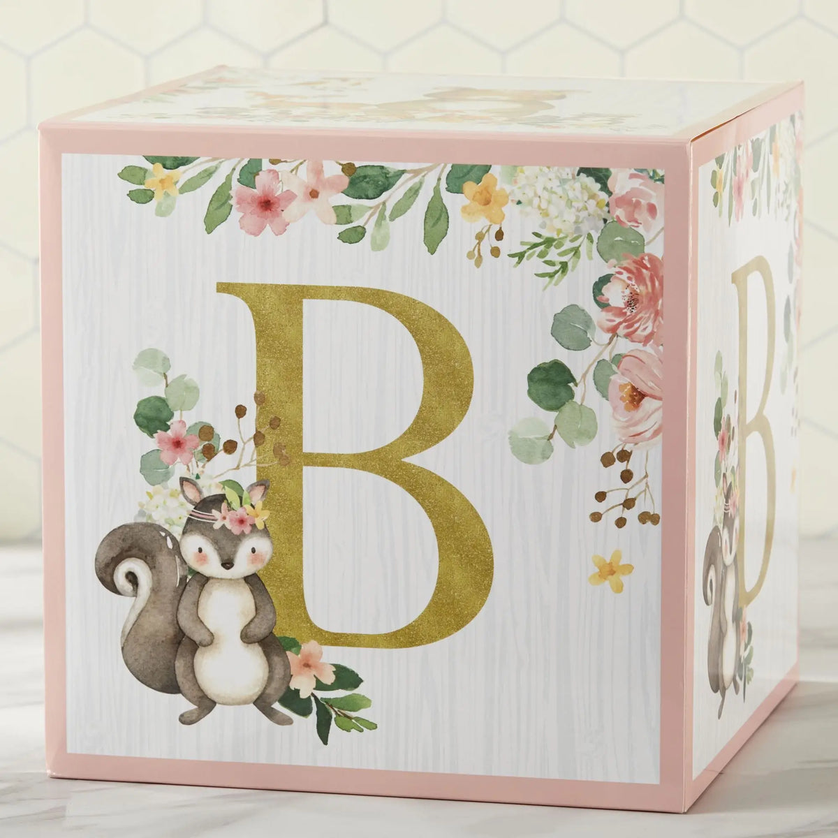 Pink Woodland Baby Block Decorations 4ct | The Party Darling