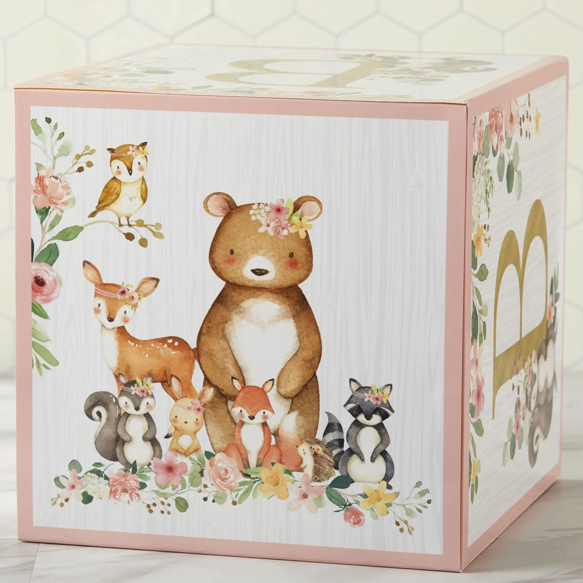 Pink Woodland Baby Block Decorations 4ct | The Party Darling