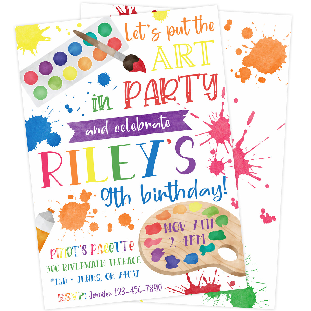 Printable Art Party Birthday Invitation | The Party Darling