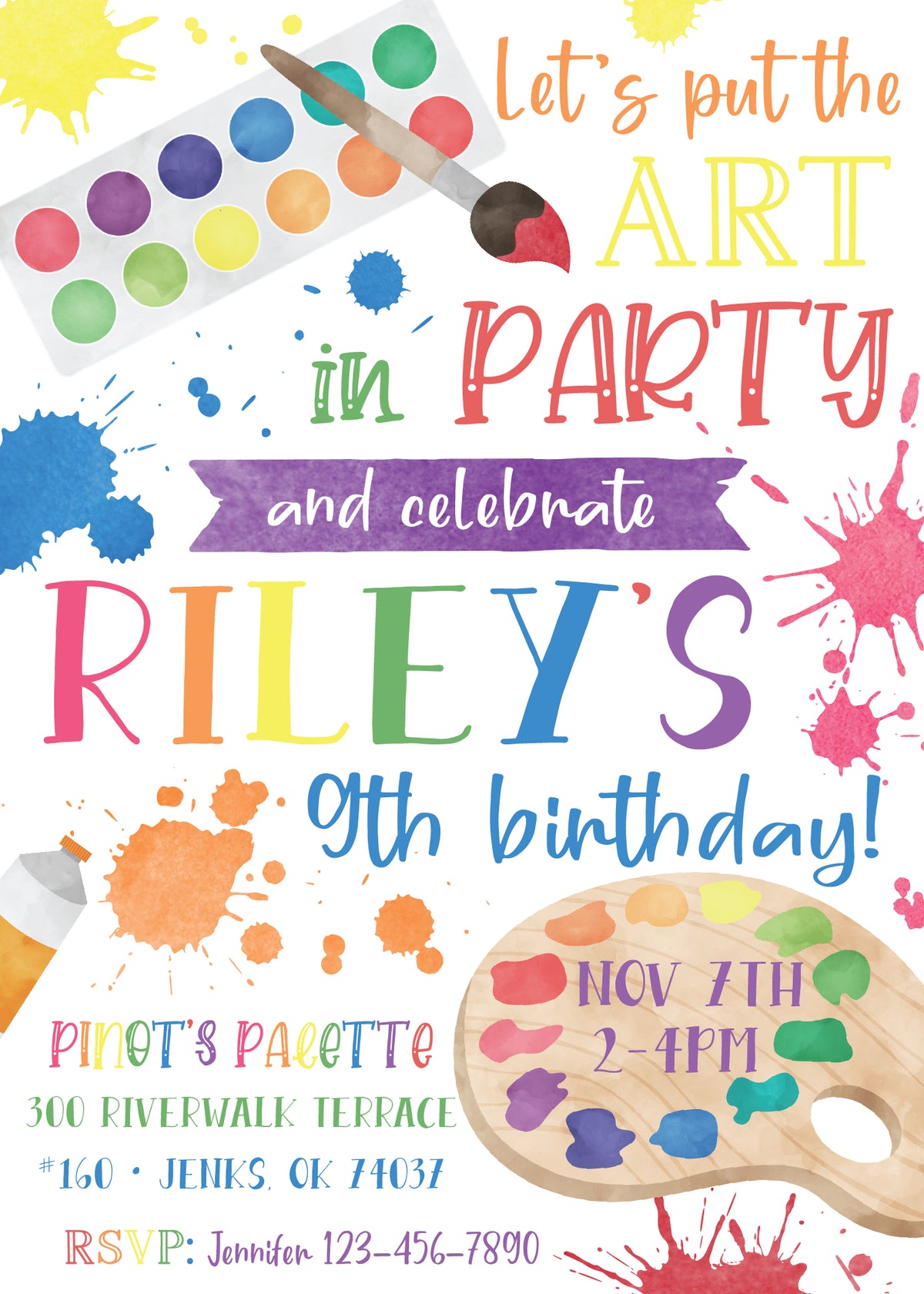 Art Party Birthday Invitation - The Party Darling
