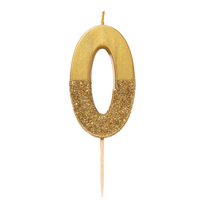 Gold Glitter Dipped Number Birthday Candle - The Party Darling