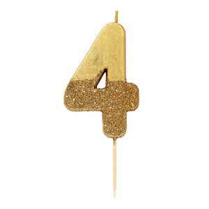 Gold Glitter Dipped Number Birthday Candle - The Party Darling