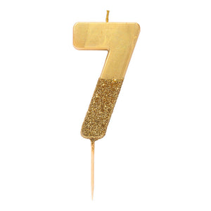 Gold Glitter Dipped Number Birthday Candle - The Party Darling