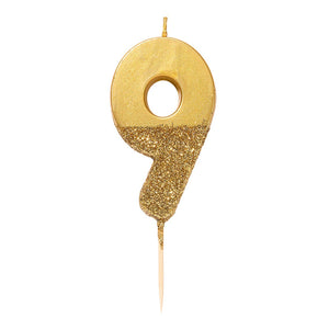 Gold Glitter Dipped Number Birthday Candle - The Party Darling