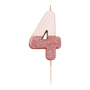 Rose Gold Glitter Dipped Number Birthday Candle - The Party Darling