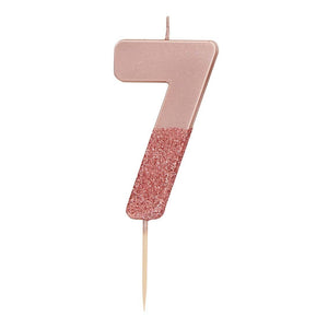 Rose Gold Glitter Dipped Number Birthday Candle - The Party Darling