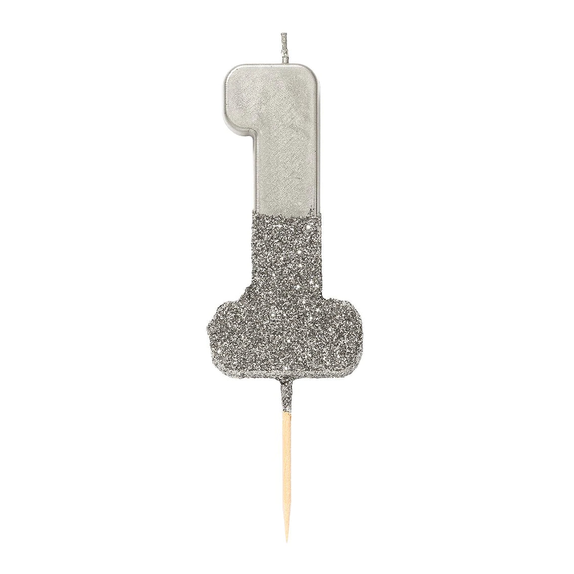Silver Glitter Dipped Number Birthday Candle - The Party Darling