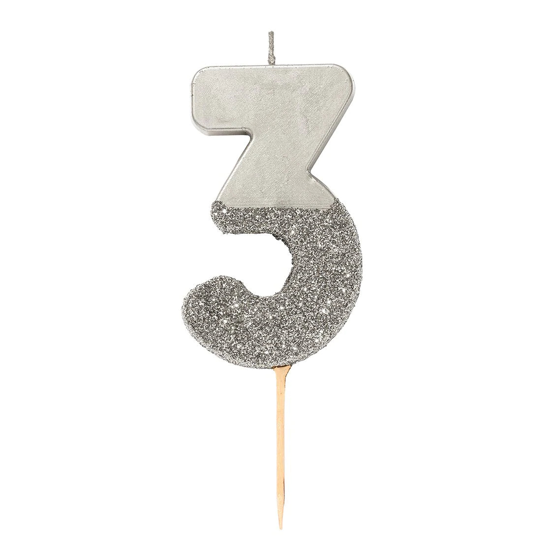Silver Glitter Dipped Number Birthday Candle - The Party Darling