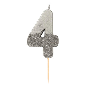 Silver Glitter Dipped Number Birthday Candle - The Party Darling