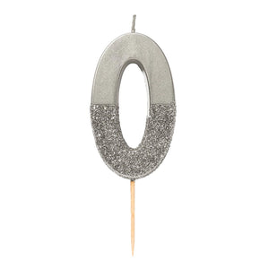 Silver Glitter Dipped Number Birthday Candle - The Party Darling