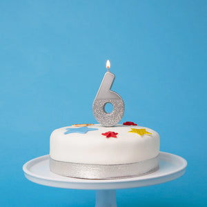 Silver Glitter Dipped Number Birthday Candle - The Party Darling