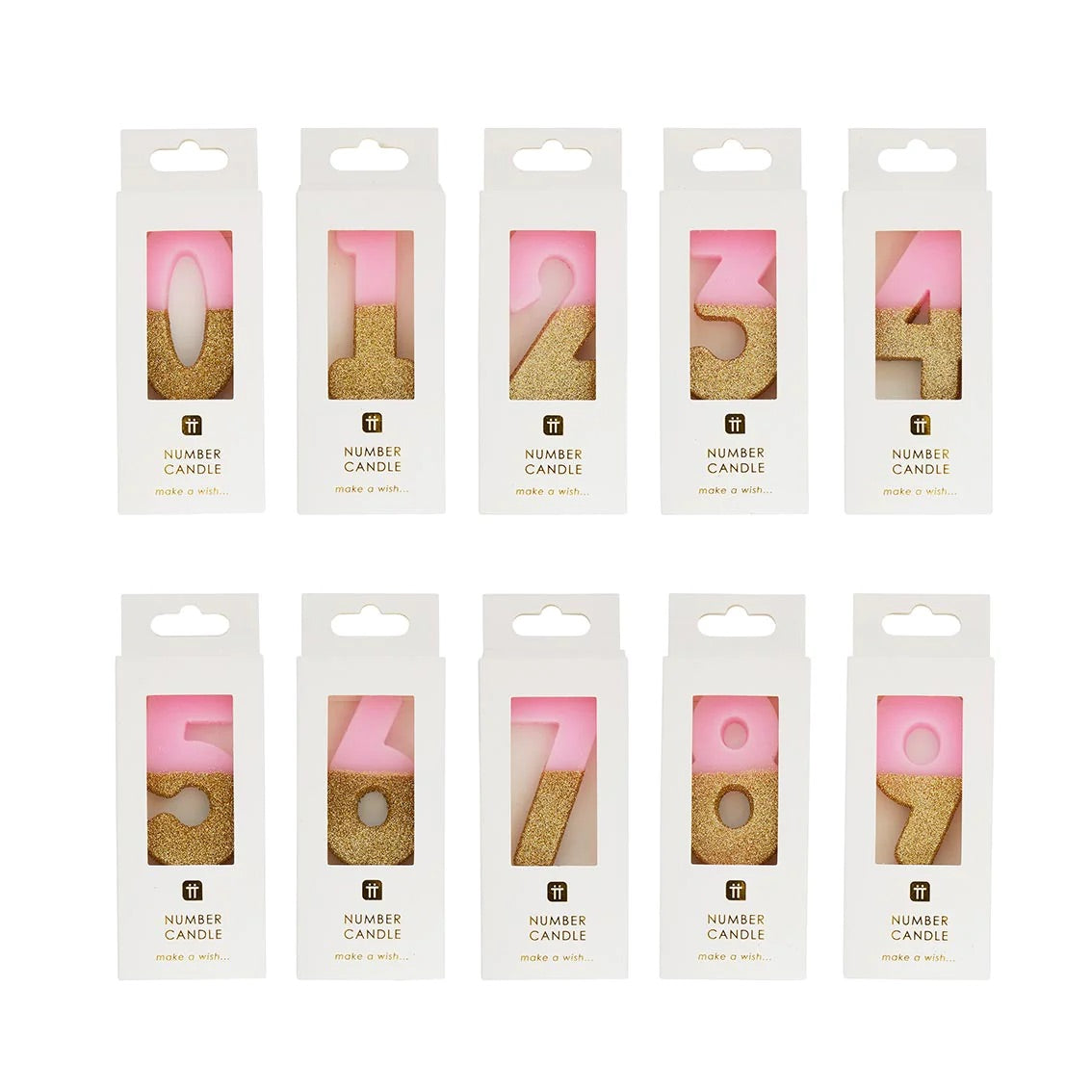 Pink & Gold Glitter Dipped Number Birthday Candle | The Party Darling
